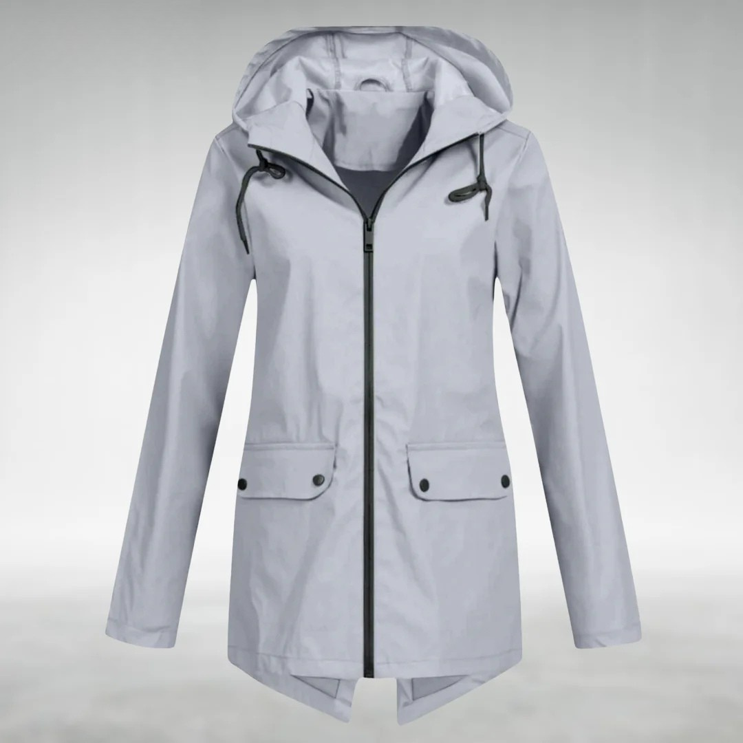 NOUVEAU RICHE Frauen Wasserdichte Jacke Schlankes Design Trocken Stilvoll Grau