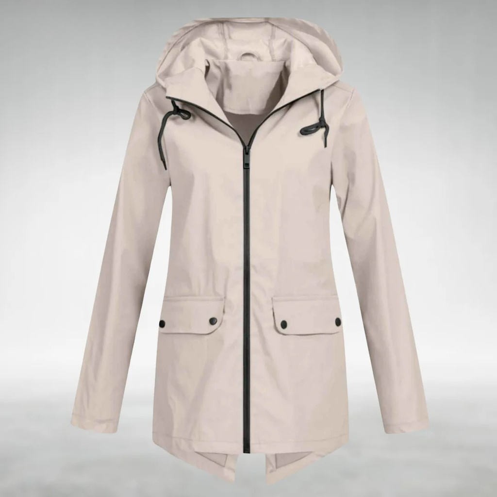 NOUVEAU RICHE Frauen Wasserdichte Jacke Schlankes Design Trocken Stilvoll Aprikose