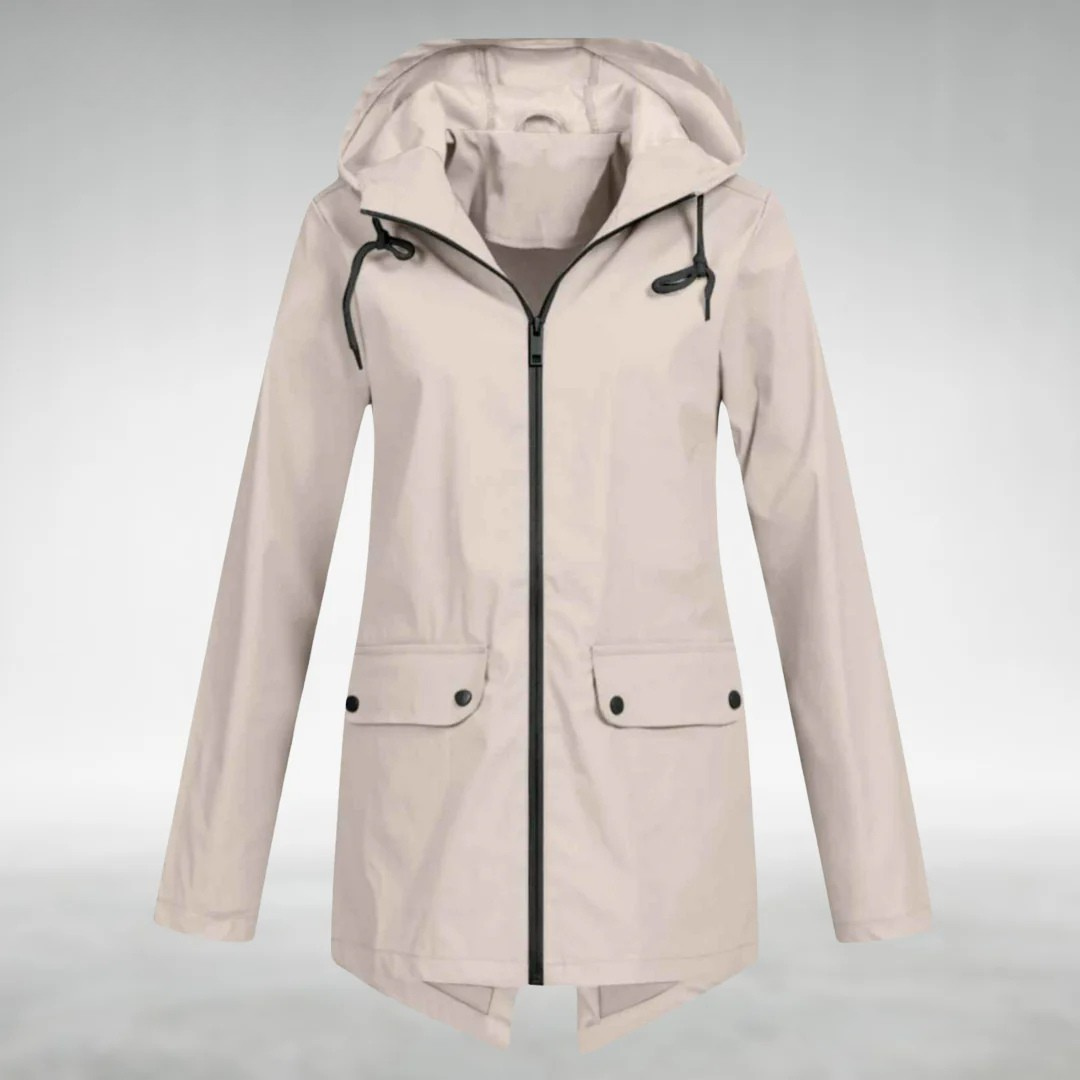 NOUVEAU RICHE Frauen Wasserdichte Jacke Schlankes Design Trocken Stilvoll Aprikose