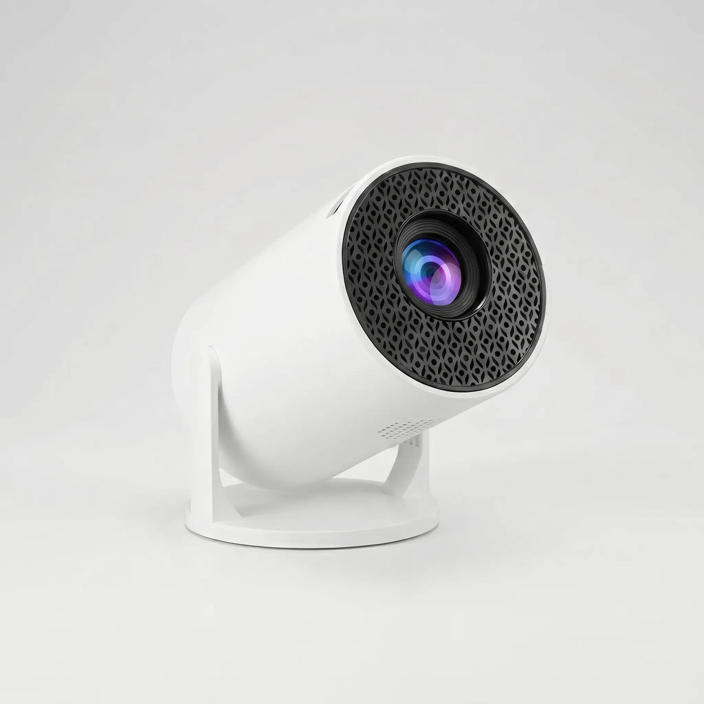 NOUVEAU RICHE Drehbarer Smart-Projektor mit Android 11 – Mini-Beamer 180° schwenkbar für Wand & Decke, Wi-Fi 6, Bluetooth 5.0, HDMI