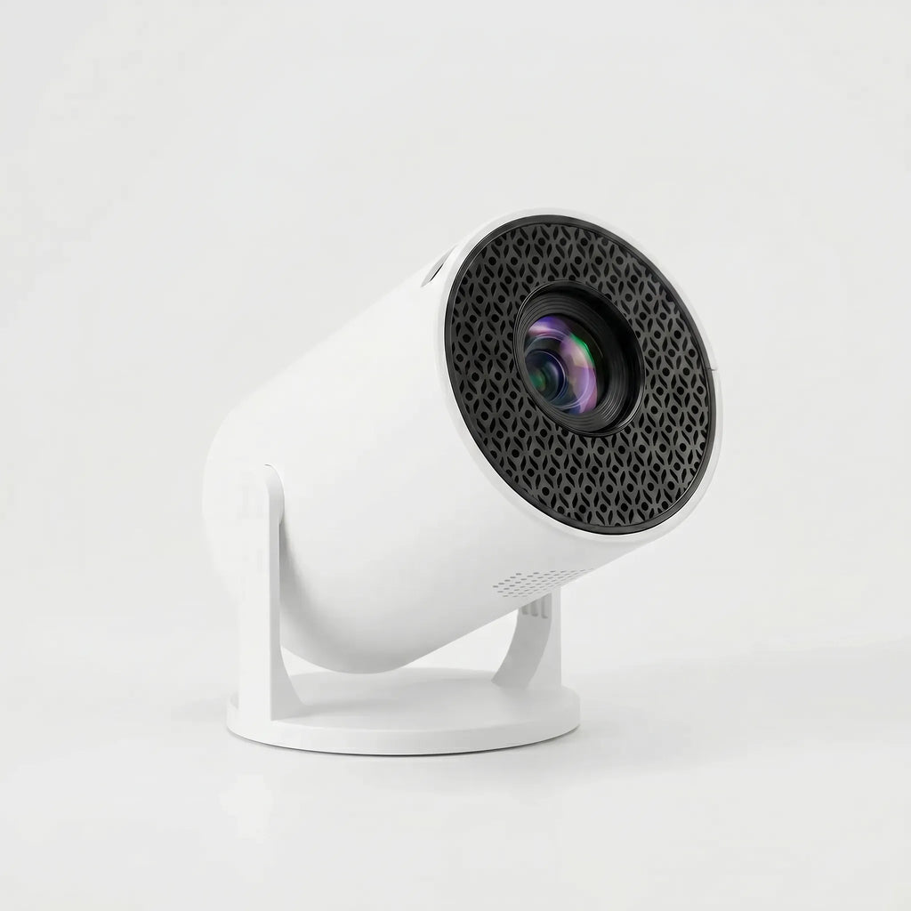 NOUVEAU RICHE Drehbarer Smart-Projektor mit Android 11 – Mini-Beamer 180° schwenkbar für Wand & Decke, Wi-Fi 6, Bluetooth 5.0, HDMI