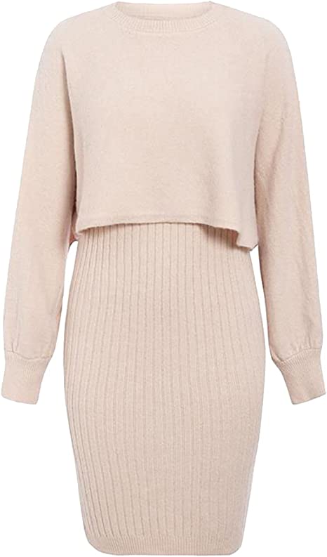 NOUVEAU RICHE Umstandsset – Umstandskleid mit Pullover, Stilvolles & Bequemes Set für Werdende Mütter, Dehnbar, Einheitsgrösse – Luna