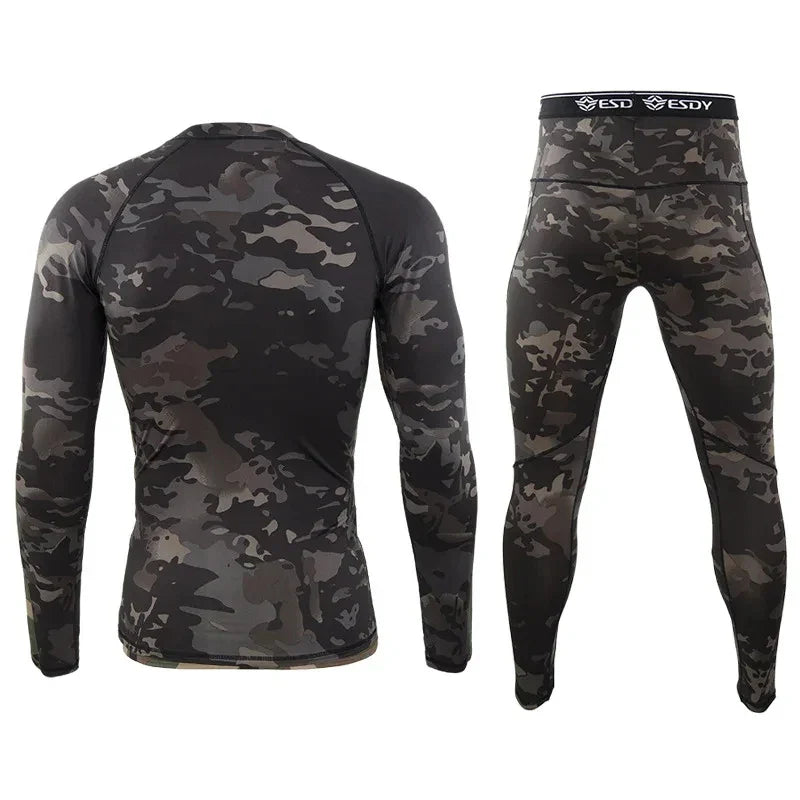 NOUVEAU RICHE Herren Tarnmuster Thermounterwäsche Fleece-Set
