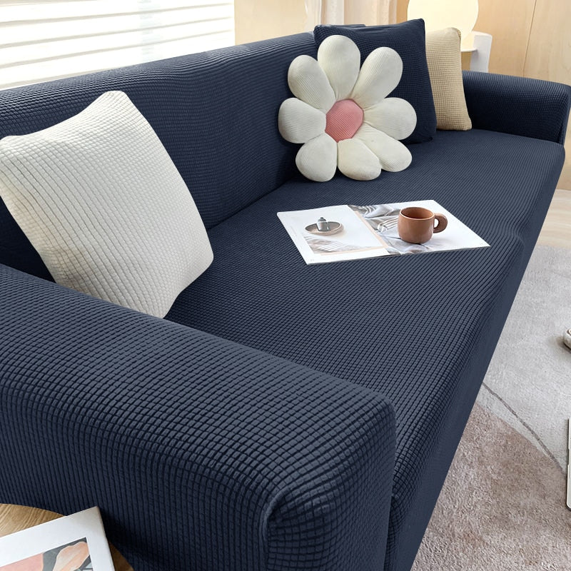 NOUVEAU RICHE Sofahusse Dehnbare Mikrofaser Grau Passform Schutz Dunkelblau