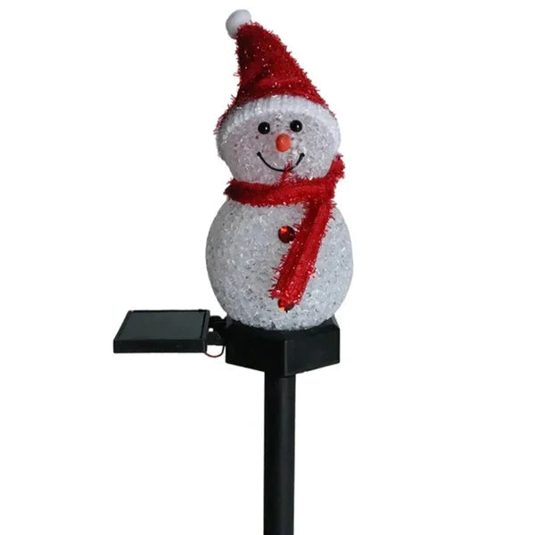NOUVEAU RICHE Solarbetriebene Schneemannlampe – Solar Gartenleuchte Schneemann, Weihnachtsdeko Aussen, 1+1 Gratis – SolarSnow Rot (1 kaufen, 1 gratis)