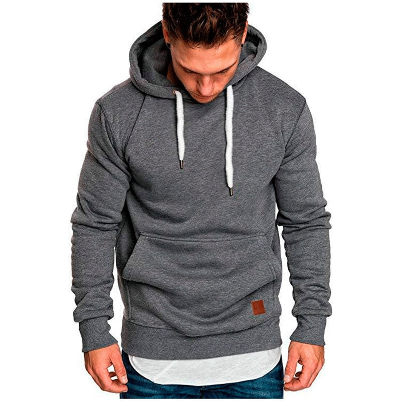 NOUVEAU RICHE Ranches | Legerer Hoodie für Herren - Mit Känguru-Tasche und weißem Kordelzug Dunkelgrau