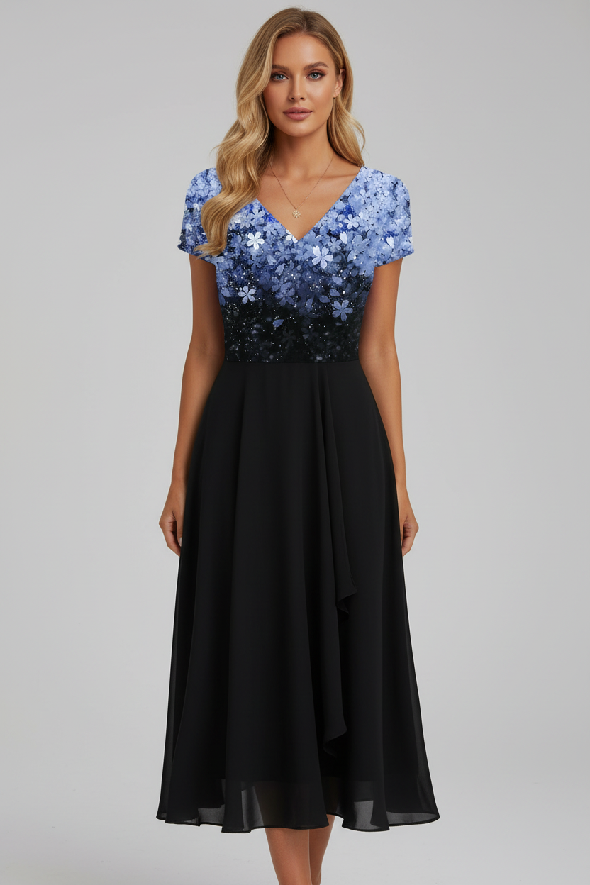 Damen Chiffon Partykleid Exquisiten Stoff Stilvolles Design