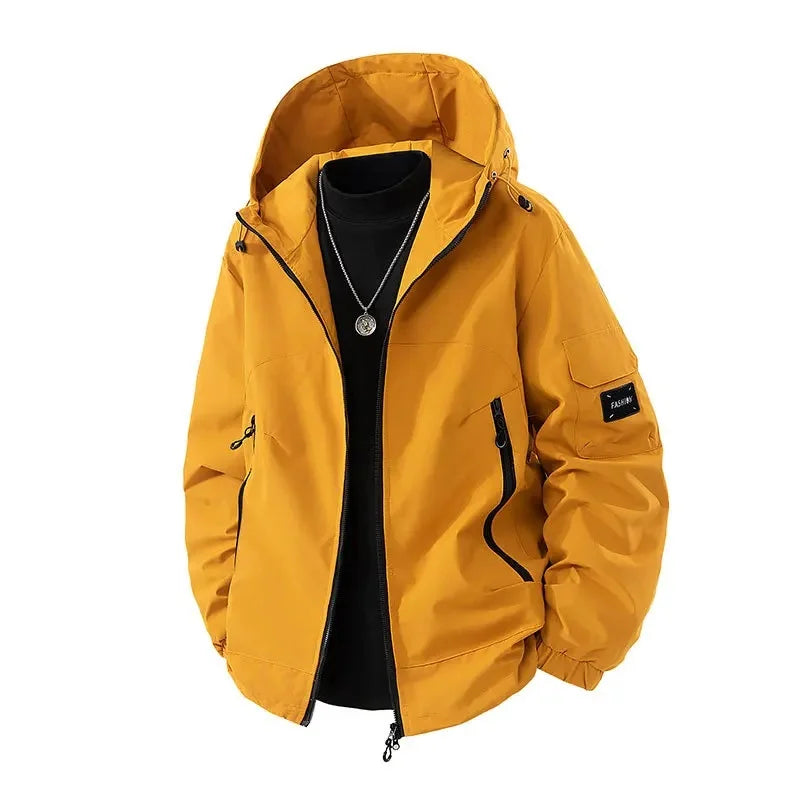 NOUVEAU RICHE Herren Winter Skijacke Mit Kapuze Lockere Passform Funktion Gelb