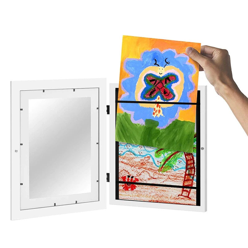 NOUVEAU RICHE Zeichenrahmen – Magnetischer Bilderrahmen für Kinderzeichnungen A4, Platz für 150+ Zeichnungen, Holz – ArtSwap Frame