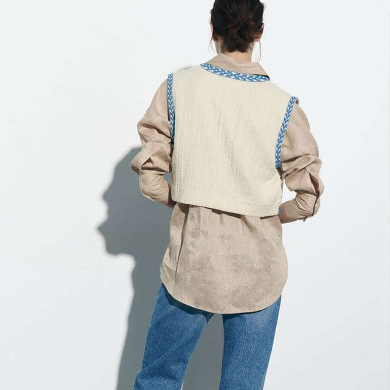 NOUVEAU RICHE Damen Vintage Weste – Blumenbestickte Weste mit Eleganz und Stil