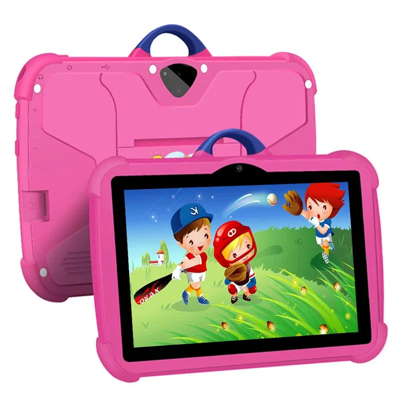 NOUVEAU RICHE Kinder 7-Zoll-Android-Tablet 64GB - Quad-Core Lerntablet mit stoßfester Hülle Pink