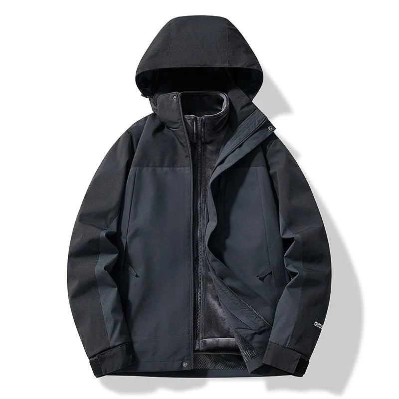 NOUVEAU RICHE Herren Und Damen Skijacke Zweifarbige Optik Mit Kapuze Dunkelgrau