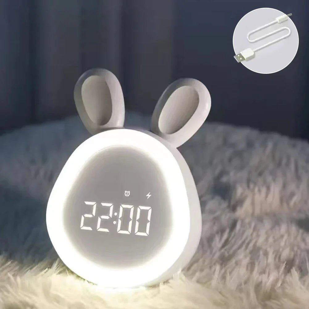 NOUVEAU RICHE Kinderwecker Hase mit LED-Nachtlicht – Wecker für Kinder mit dimmbarem Nachtlicht, Rosa oder Weiss – BunniGlow Weiss
