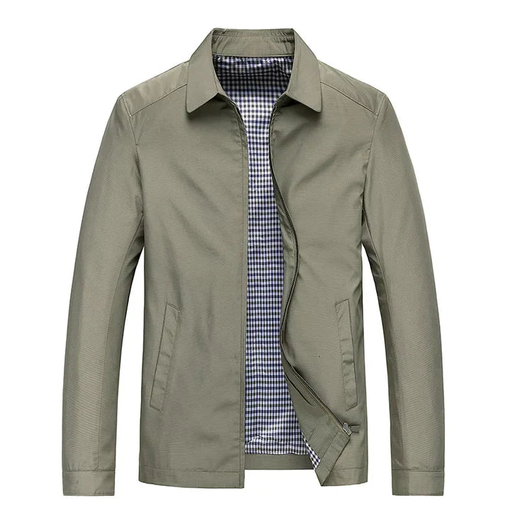 NOUVEAU RICHE Frühjahrsjacke Herren – Baumwolle, Wasserabweisend, Stehkragen Khaki