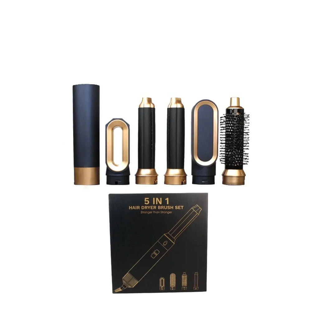 NOUVEAU RICHE 5-in-1 Multi Hair Styler mit Ionentechnologie – 1000W Warmluftbürste, Glätteisen & Lockenstab, Wechselbare Aufsätze – AuraStyle Pro
