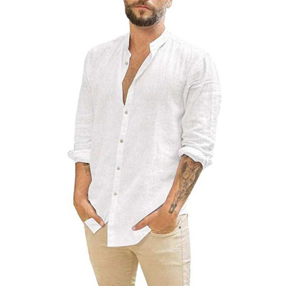 NOUVEAU RICHE Elegantes Herren Leinenhemd - ideal für warme Tage Weiß