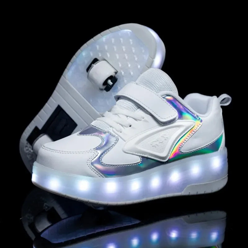 NOUVEAU RICHE LED-Rollschuh-Sneaker für Kinder – Leuchtende Schuhe mit Rollen & Klettverschluss, 4 Farben, Gr. 28–39