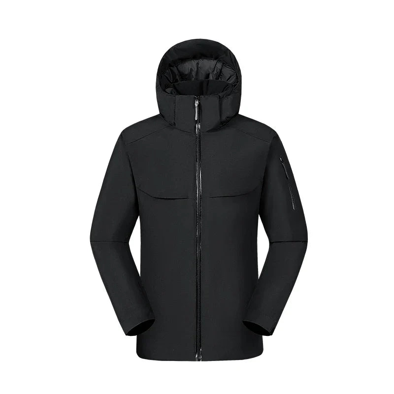 NOUVEAU RICHE Herren Regenjacke – Lässige Wasserdichte Jacke mit Kapuze und Modernem Design Schwarz