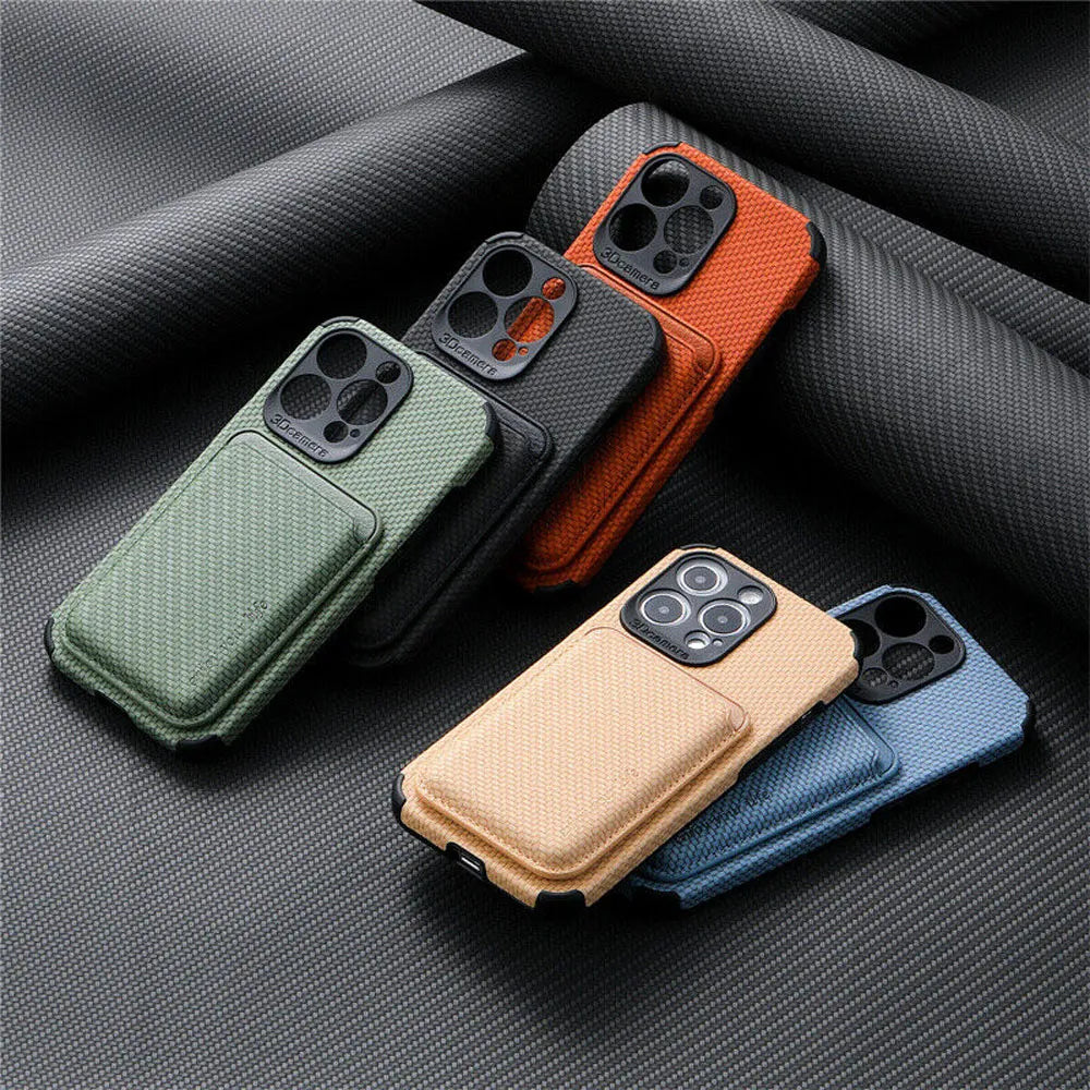 NOUVEAU RICHE Handyhülle mit Kartenfach – iPhone Wallet Case, MagSafe-kompatibel, Carbon-Optik, für iPhone 11 bis 17 – TitanWallet