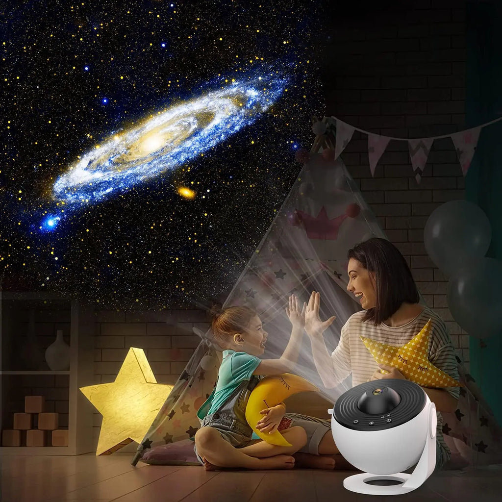 Galaxy-Sternenprojektor – 360° Drehende Sternenhimmel-Lampe mit 13 Motiven, Timer & Dimmbar, Schlafzimmer