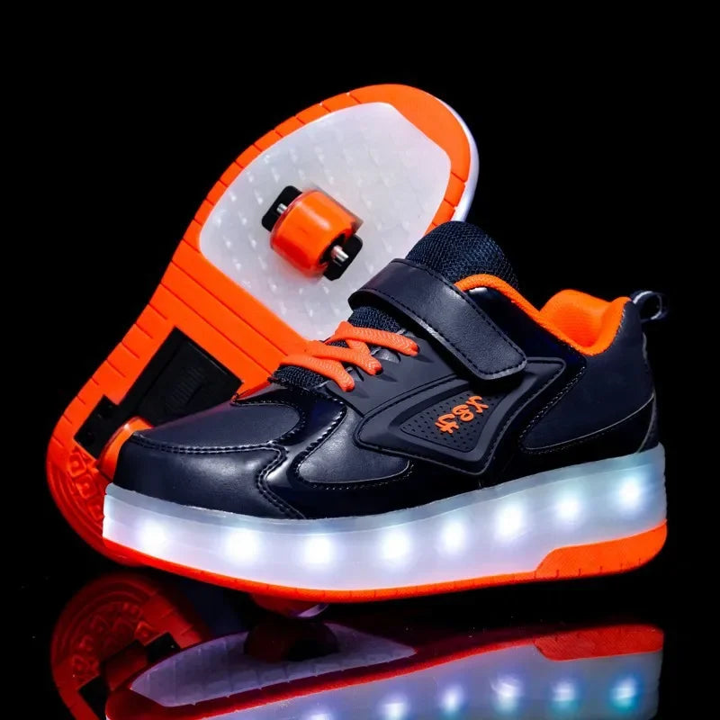 NOUVEAU RICHE LED-Rollschuh-Sneaker für Kinder – Leuchtende Schuhe mit Rollen & Klettverschluss, 4 Farben, Gr. 28–39