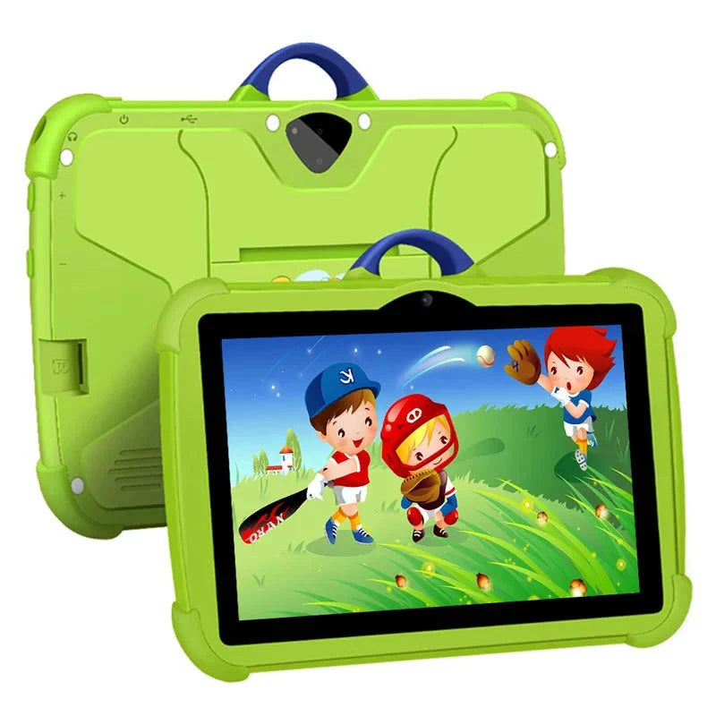 NOUVEAU RICHE Kinder 7-Zoll-Android-Tablet 64GB - Quad-Core Lerntablet mit stoßfester Hülle Grün