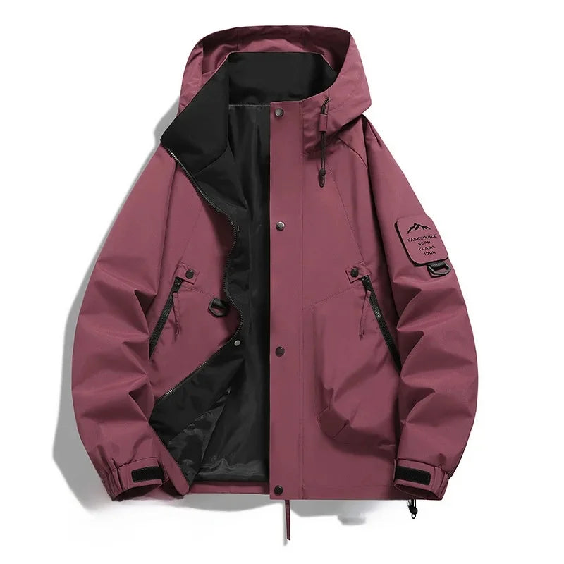 NOUVEAU RICHE Unisex Skijacke – Wasserdichte Kapuzenjacke mit Langarm und Bewegungsfreiheit Rot