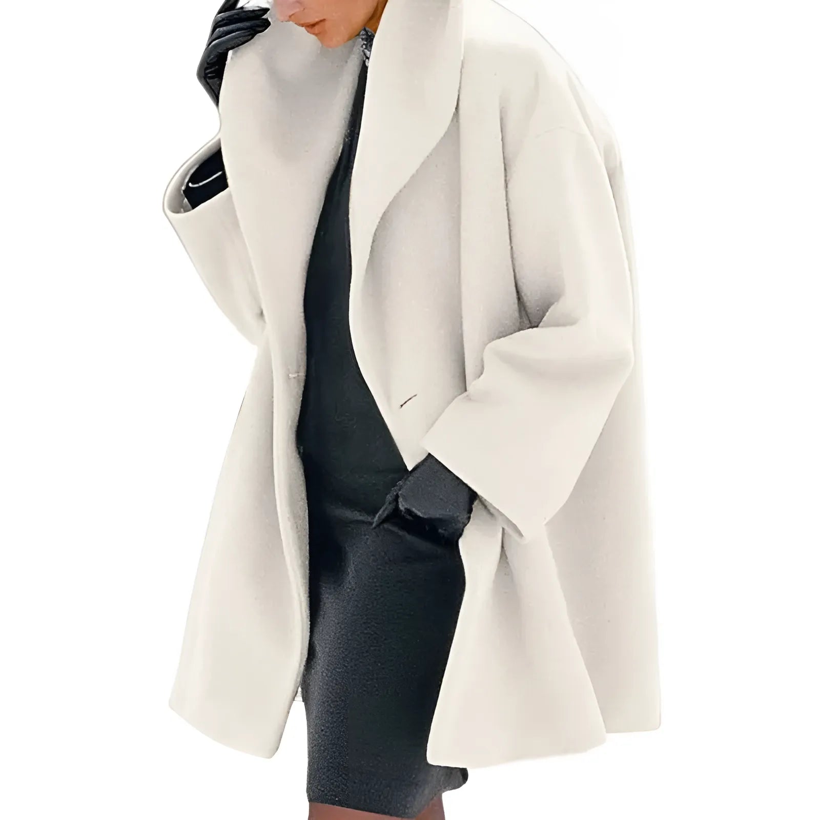 NOUVEAU RICHE Trench Mantel Damen Warm Gefüttert Winter Stilvoll Komfort Weiß