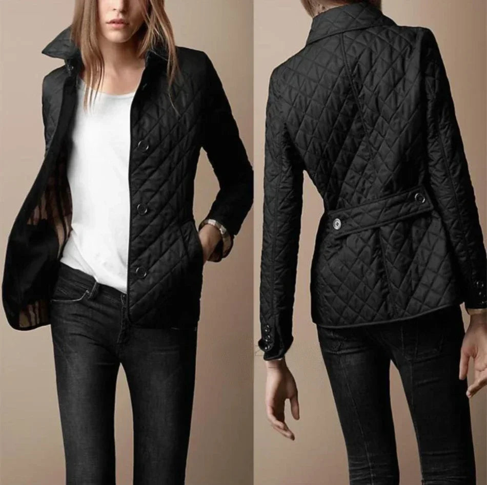 NOUVEAU RICHE Dôre | Damen Steppjacke mit Rautenmuster Schwarz
