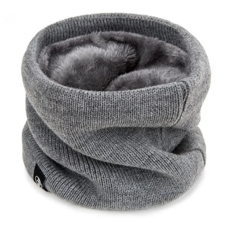 NOUVEAU RICHE Gestrickter Nackenwärmer Sportschal für Damen & Herren – Dicker Thermo-Winter-Schlauchschal & Gesichtsschutz für Laufen, Skifahren, Wandern & Kälte Grau