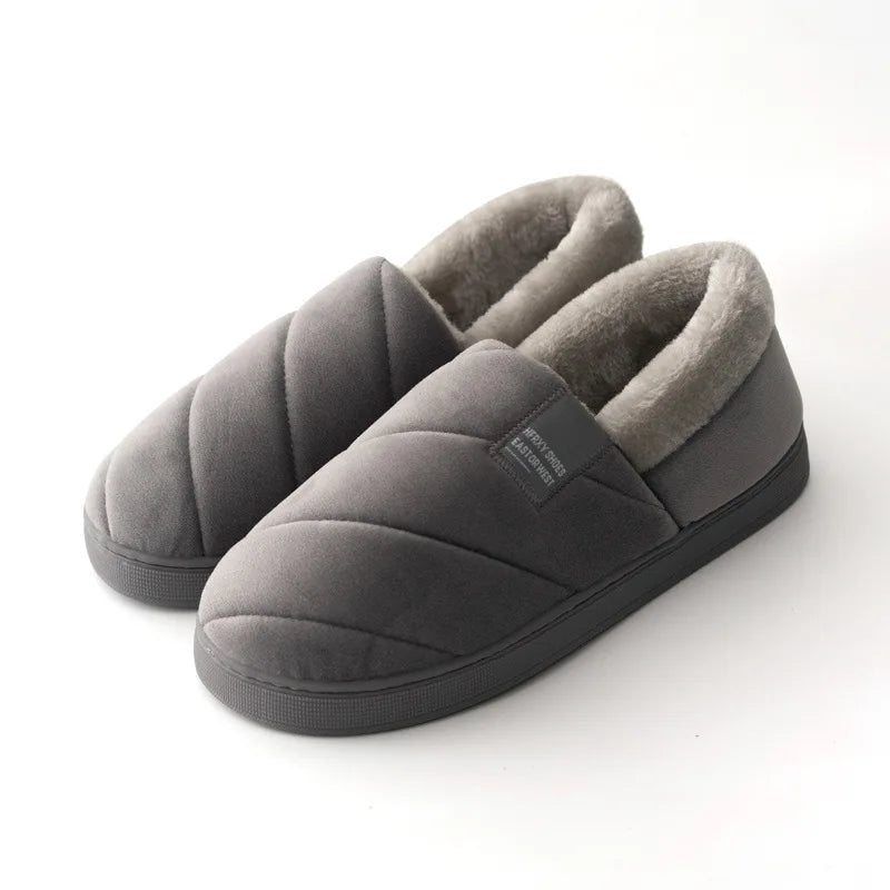 NOUVEAU RICHE Damen Und Herren Kuschelige Winterhausschuhe Bequem Dunkelgrau