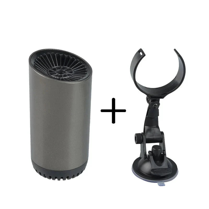 NOUVEAU RICHE Tragbare Autoheizung und Defroster – 12V Heizlüfter fürs Auto gegen Beschlag & Eis an der Scheibe, mit Halterung – FrostClear Heizgerät + Halterung