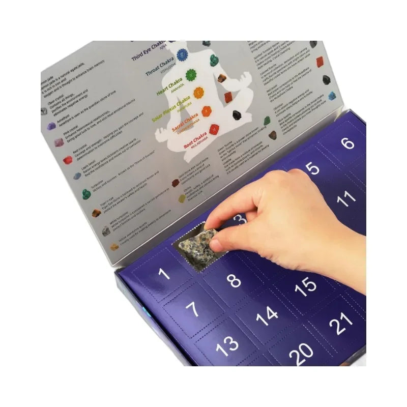 Edelstein-Adventskalender für Kinder – Kristall-Adventskalender mit 24 natürlichen Edelsteinen, Lehrreiches Weihnachtsgeschenk – GemSpark