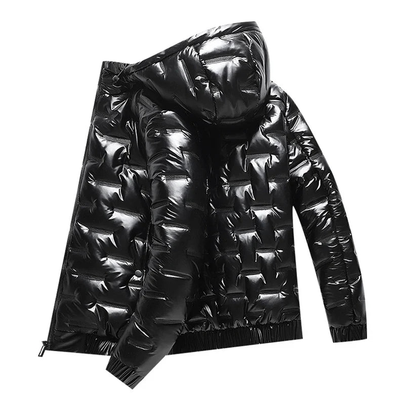 NOUVEAU RICHE Herren Skijacke Langarm Klares Design Für Kalte Tage Kapuze Schwarz
