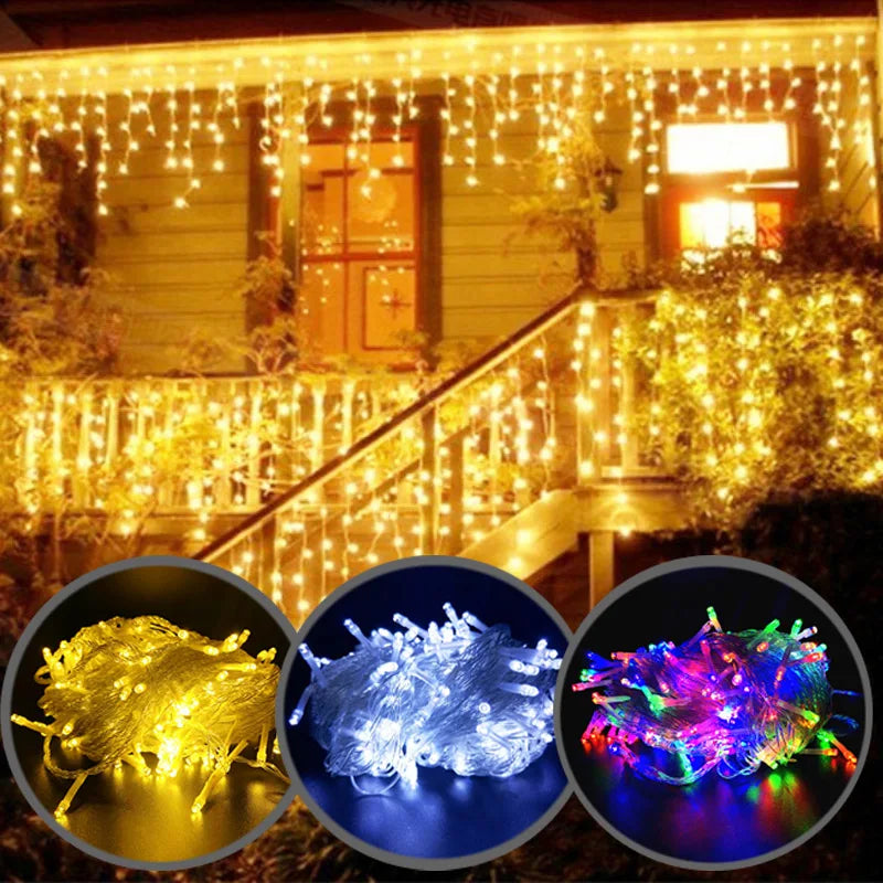 NOUVEAU RICHE Stimmungsvolle Eiszapfen-Beleuchtung – LED Eisregen Lichterkette Aussen 4,8 m, Wasserdicht, Weihnachtsbeleuchtung – FrostGlow