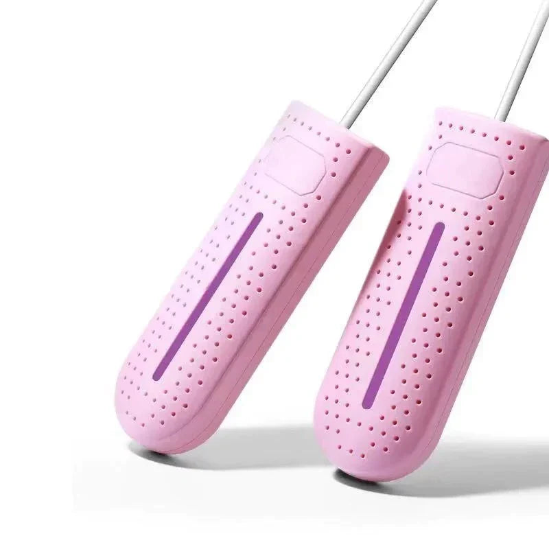 NOUVEAU RICHE Tragbarer Schuhtrockner mit UV-Licht – Elektrischer Stiefeltrockner bis 65 °C, Stecker oder USB, 12W, 3 Farben Rosa Stecker