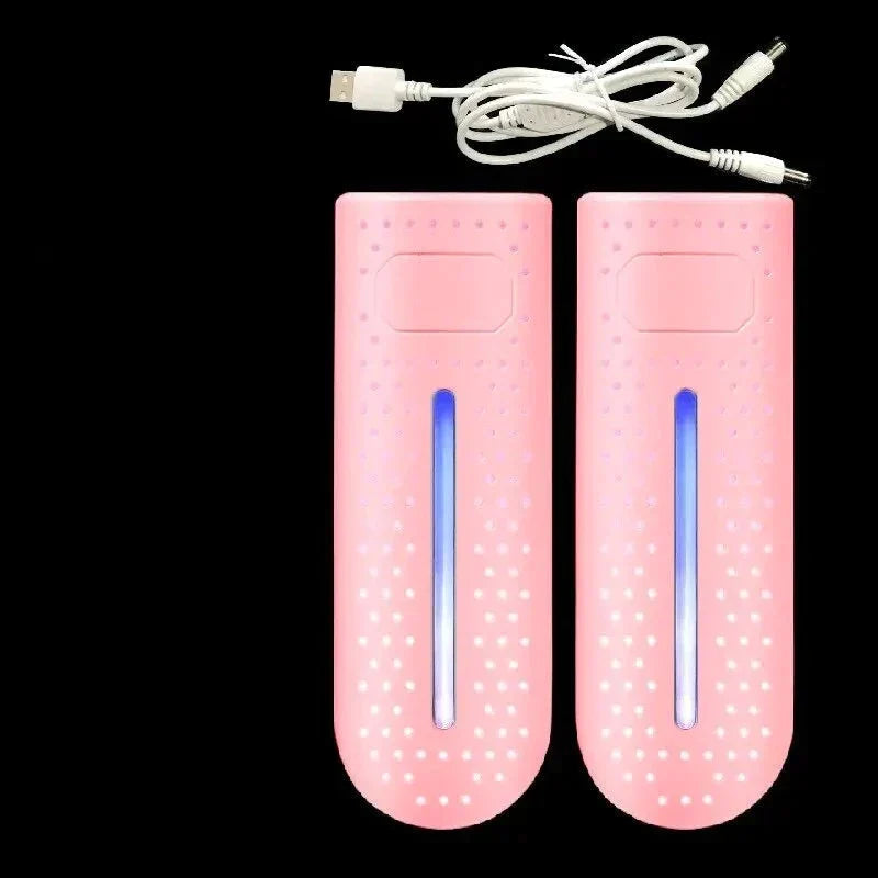 NOUVEAU RICHE Tragbarer Schuhtrockner mit UV-Licht – Elektrischer Stiefeltrockner bis 65 °C, Stecker oder USB, 12W, 3 Farben Rosa USB UV-Lampe