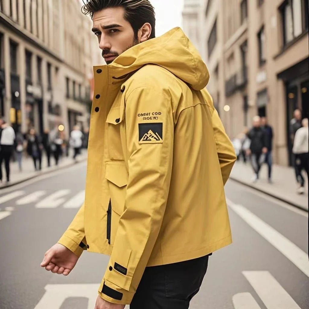 NOUVEAU RICHE Herren Kapuze Skijacke Mit Reißverschluss Sportlicher Look