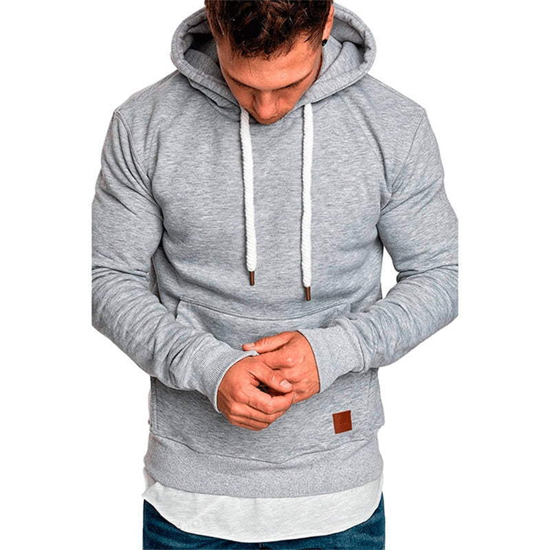 NOUVEAU RICHE Ranches | Legerer Hoodie für Herren - Mit Känguru-Tasche und weißem Kordelzug Hellgrau