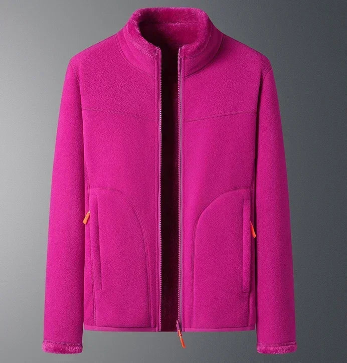 NOUVEAU RICHE Damen Skijacke – Winterjacke mit Durchgehendem Reißverschluss Rosenrot