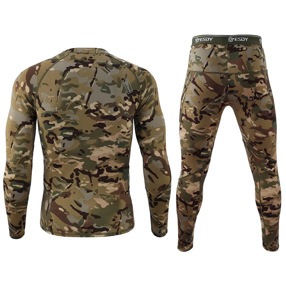 NOUVEAU RICHE Herren Tarnmuster Thermounterwäsche Fleece-Set