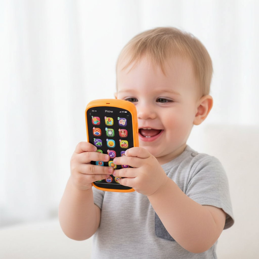 Kinder-Touchscreen-Spielzeugtelefon - Pädagogisches Lern-Smartphone mit Licht & Musik