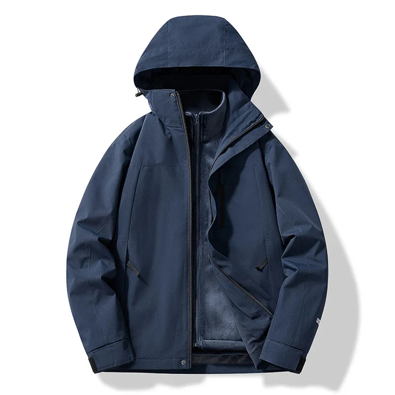 NOUVEAU RICHE Herren Und Damen Skijacke Zweifarbige Optik Mit Kapuze Dunkelblau