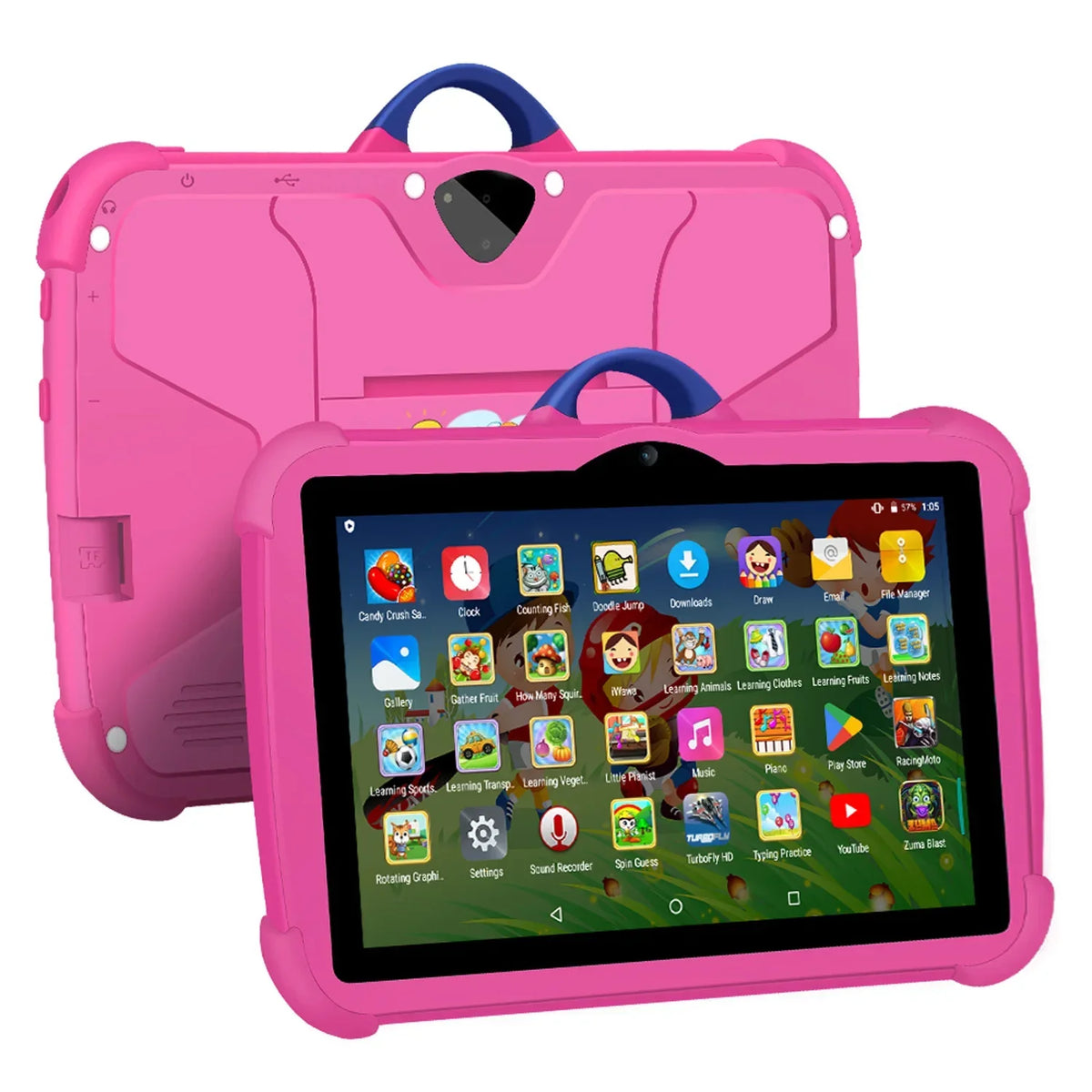 NOUVEAU RICHE Kinder 7-Zoll-Android-Tablet 64GB - Quad-Core Lerntablet mit stoßfester Hülle