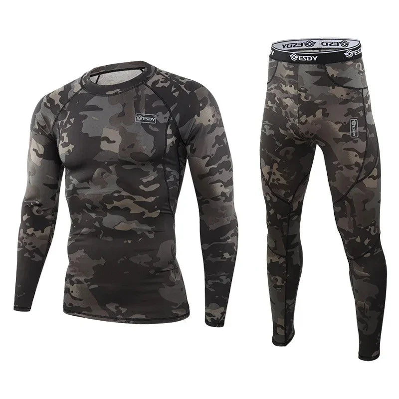 NOUVEAU RICHE Herren Tarnmuster Thermounterwäsche Fleece-Set Tarnmuster 3
