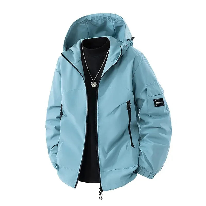 NOUVEAU RICHE Herren Winter Skijacke Mit Kapuze Lockere Passform Funktion Hellblau