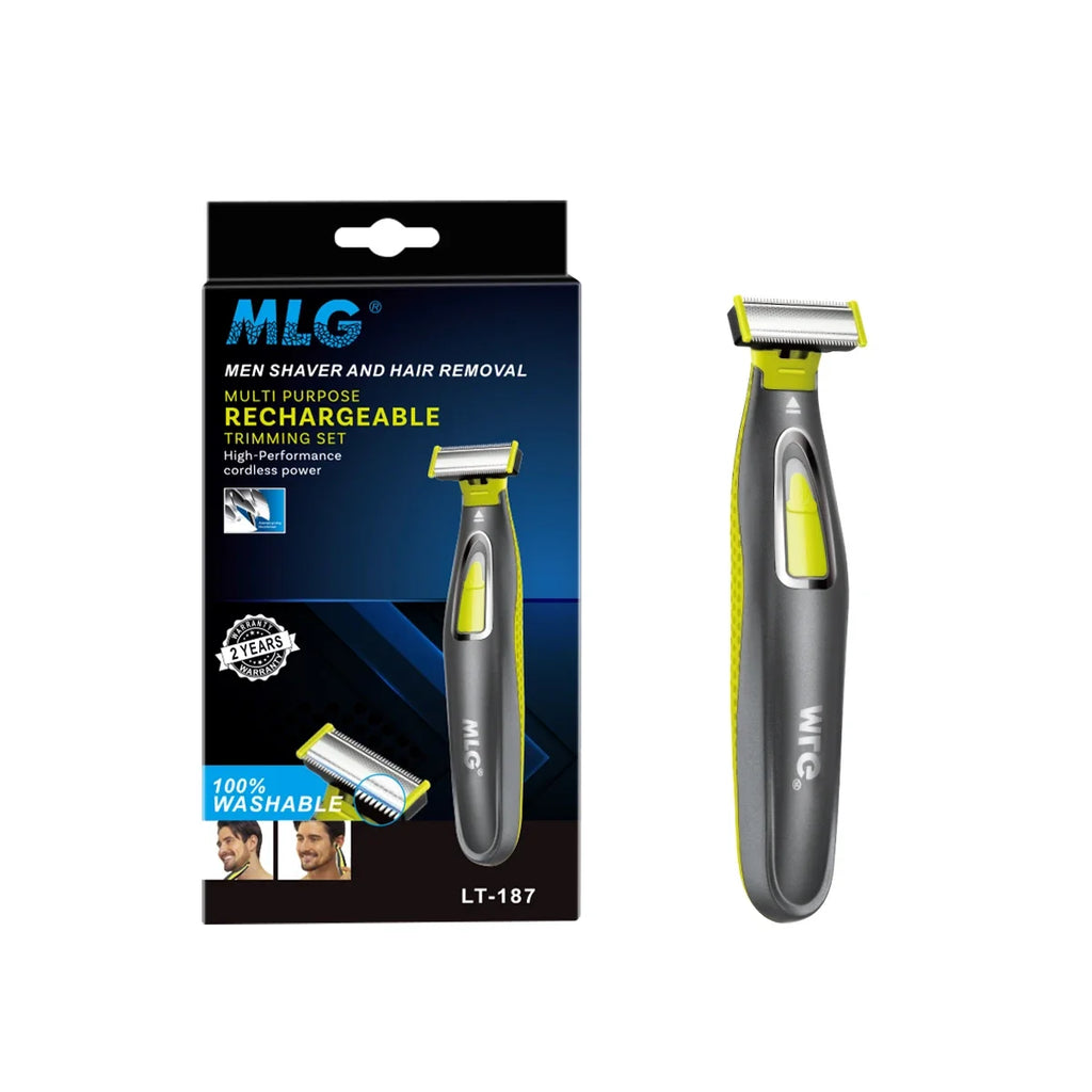 NOUVEAU RICHE Elektrischer Bodygroomer für Männer & Frauen – USB-aufladbarer T-Klingen Trimmer für Gesicht & Körper mit 3 Aufsteckkämmen