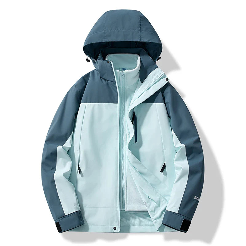 NOUVEAU RICHE Herren Und Damen Skijacke Zweifarbige Optik Mit Kapuze Blau