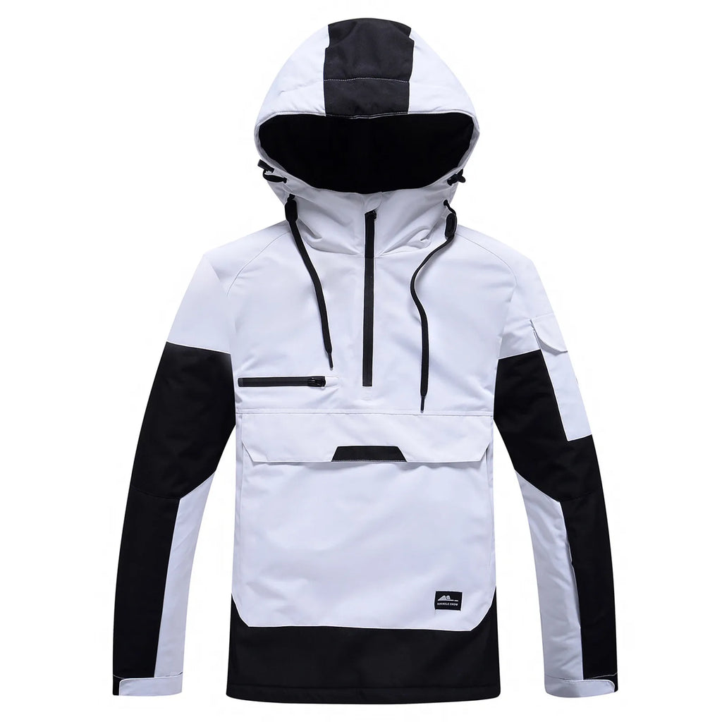 NOUVEAU RICHE Unisex Skijacke – Winter Kapuzenjacke mit Vielseitigem Schutz Weiß