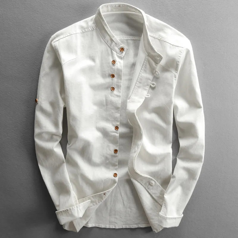 NOUVEAU RICHE Hemd Japanischer Stil Herren Elegantes Design Größe M Weiß